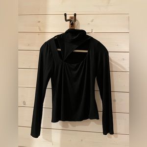 krisa Cutout Turtleneck Top in Black